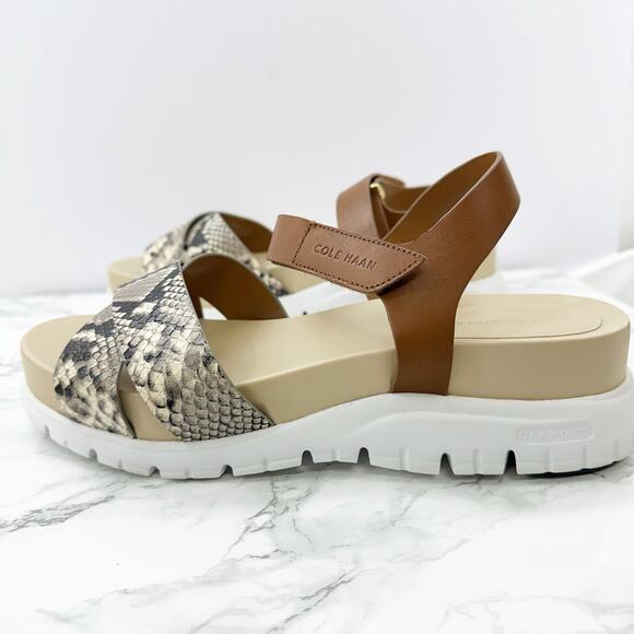 Cole Haan Zero Gran Platform Criss Cross Snakeskin Sandal 8.5 - Picture 2 of 7